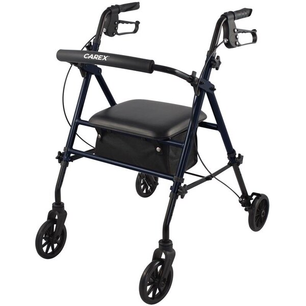 Compass Health Brands Carex Health Brands Step N Rest Blue Rolling Walker Aluminum/Plastic 39 in. H X 22.5 in. L FGA22300 0000 - main